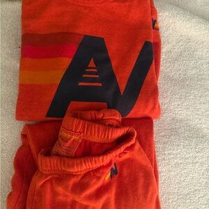 Aviator Nation Orange Logo Sweatshirt & Sweatpants Set